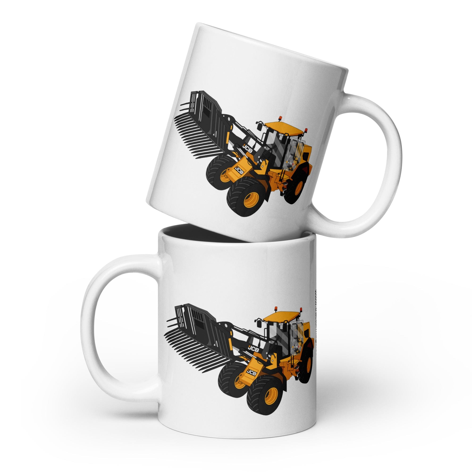 The Tractors Mugs Store 20 oz JCB 435 S Farm Master  White glossy mug Quality Farmers Merch