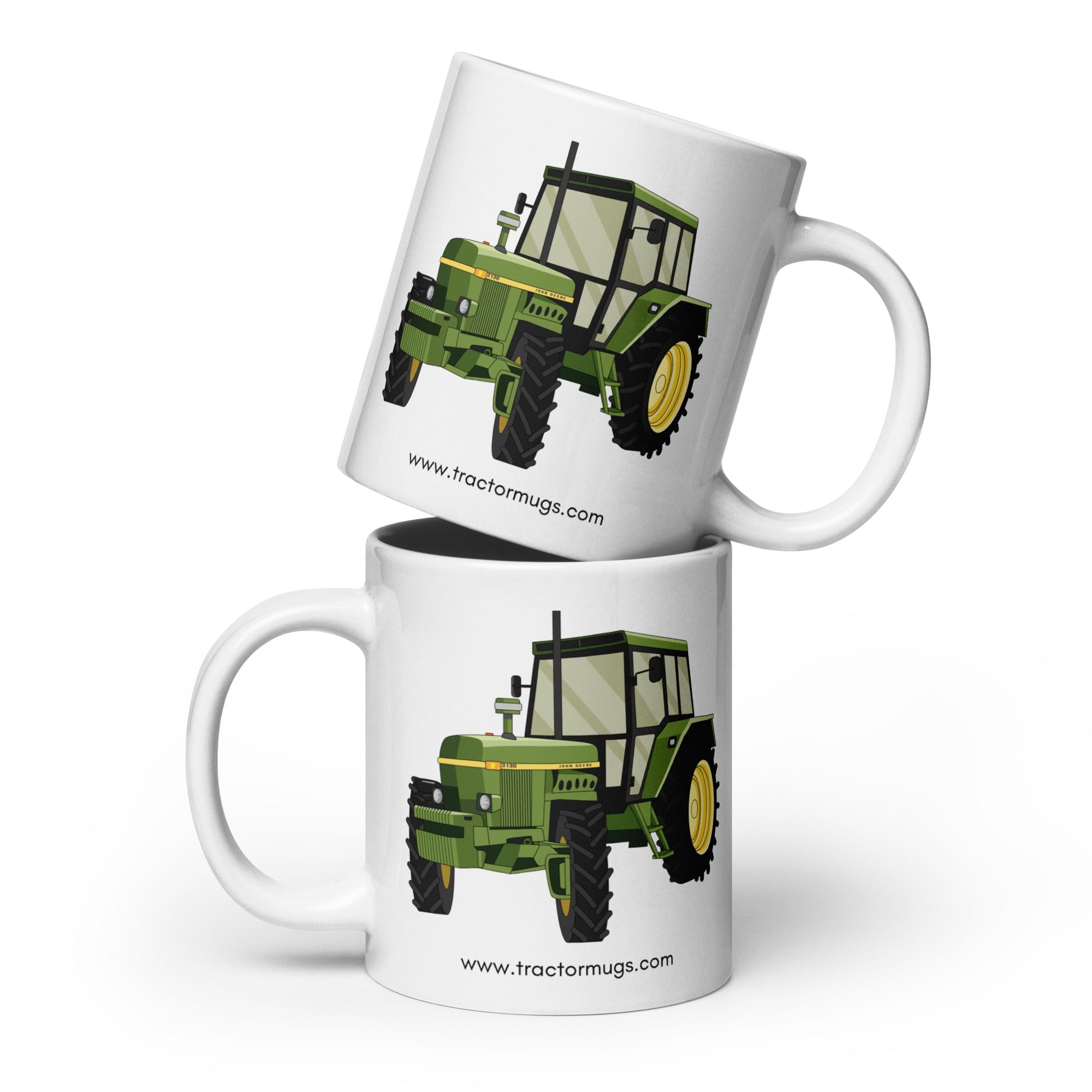 The Tractors Mugs Store 20 oz John Deere 3130 White glossy mug Quality Farmers Merch