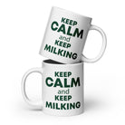 The Tractors Mugs Store 20 oz KEEP CALM and KEEP MILKING  White glossy mug Quality Farmers Merch