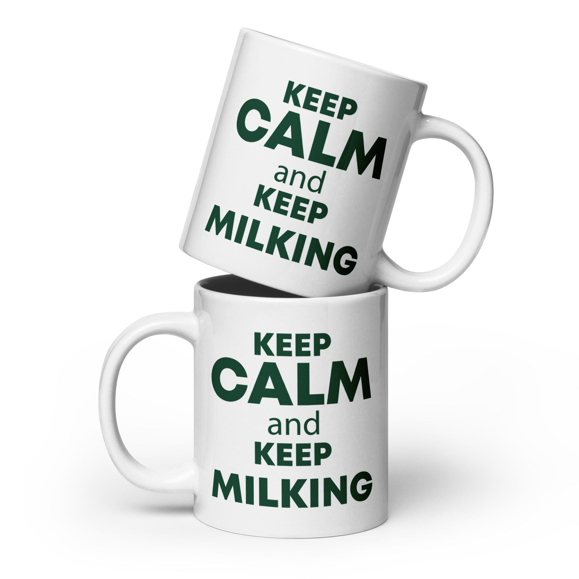 The Tractors Mugs Store 20 oz KEEP CALM and KEEP MILKING  White glossy mug Quality Farmers Merch