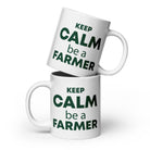 The Tractors Mugs Store 20 oz KEEP CALM be a FARMER  White glossy mug Quality Farmers Merch