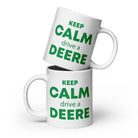 The Tractors Mugs Store 20 oz KEEP CALM drive a DEERE  White glossy mug Quality Farmers Merch