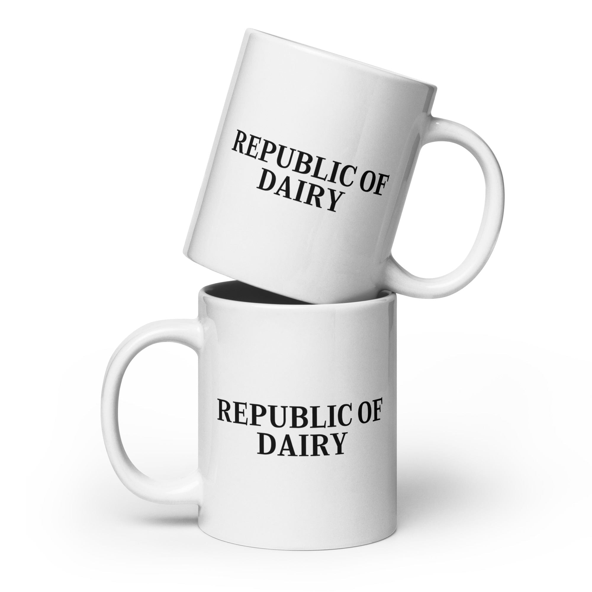 The Tractors Mugs Store 20 oz Republic of Dairy  White glossy mug Quality Farmers Merch