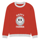 The Tractors Mugs Store 2XL Happy Farmer (Red)  Knitted crew neck sweater Quality Farmers Merch