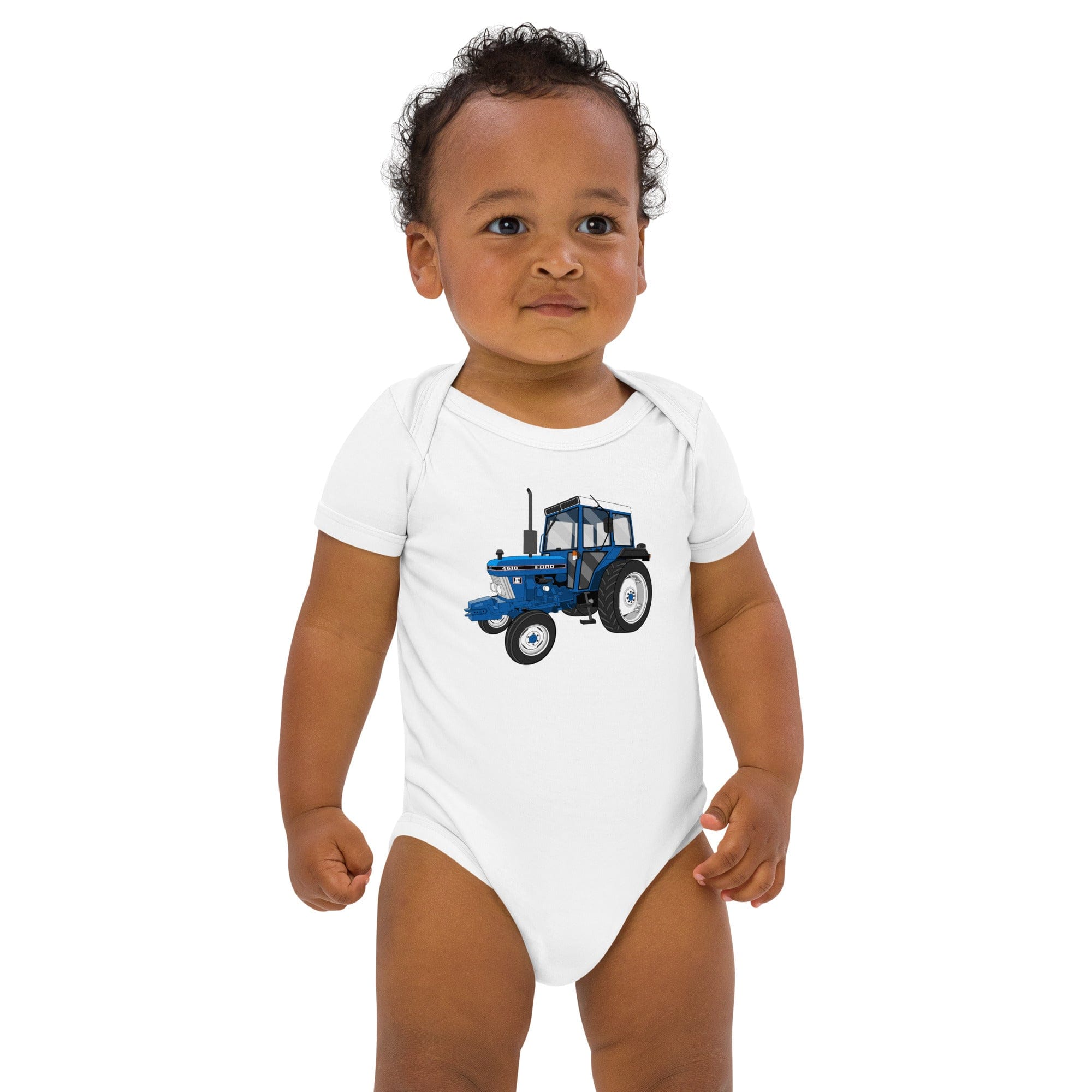 The Tractors Mugs Store 3-6m Ford 4610 2WD Organic cotton baby bodysuit Quality Farmers Merch