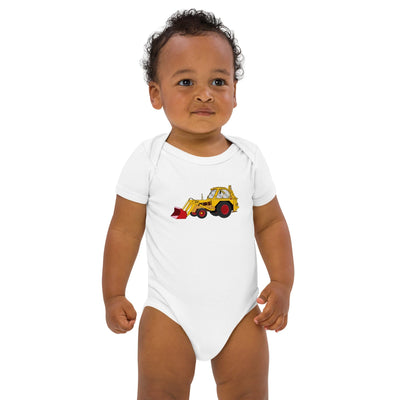 The Tractors Mugs Store 3-6m JCB 3 Backhoe Organic cotton baby bodysuit Quality Farmers Merch