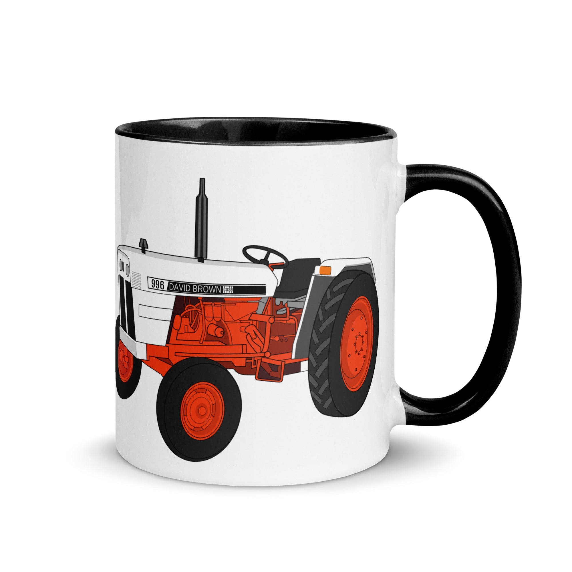 The Tractors Mugs Store Black Case David Brown 996 (1974) Mug with Color Inside Quality Farmers Merch