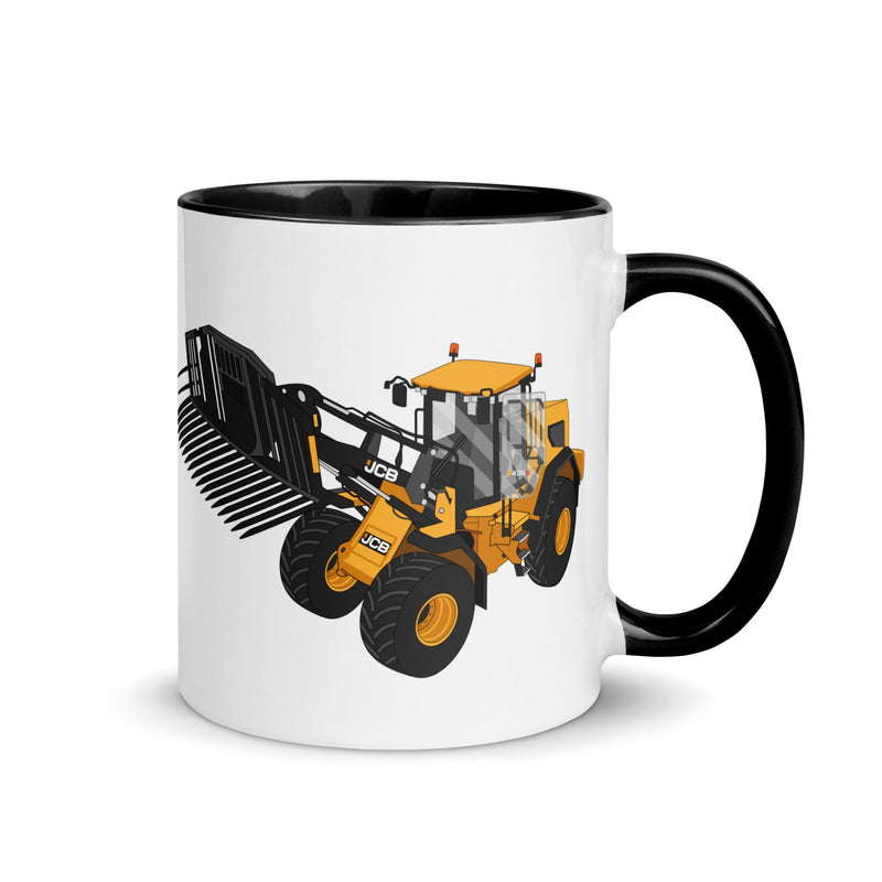 The Tractors Mugs Store Black JCB 435 S Farm Master Mug with Color Inside Quality Farmers Merch