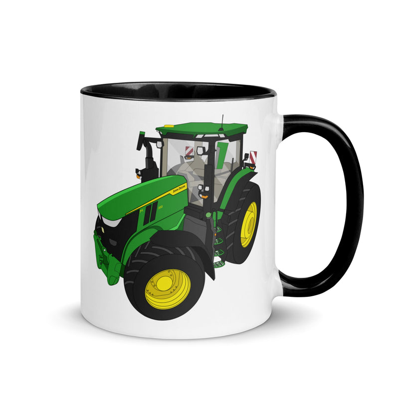 The Tractors Mugs Store Black John Deere 7R 350 auto powr Mug with Color Inside Quality Farmers Merch