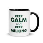The Tractors Mugs Store Black KEEP CALM and KEEP MILKING Mug with Color Inside Quality Farmers Merch