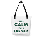 The Tractors Mugs Store Black Keep Calm Be a Farmer Tote bag Quality Farmers Merch