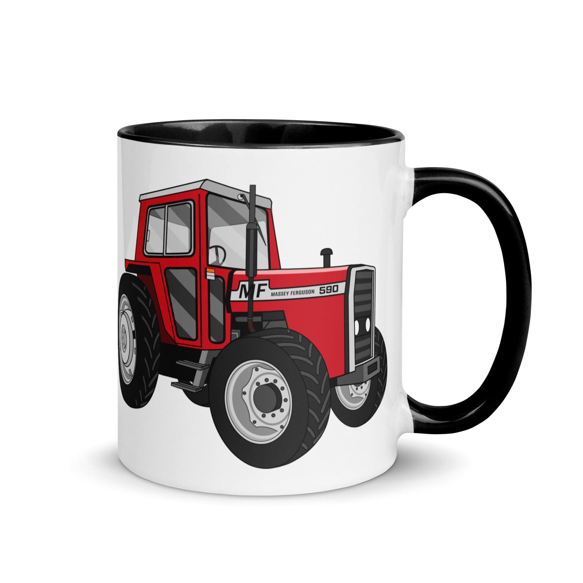The Tractors Mugs Store Black Massey 590 4WD Mug with Color Inside Quality Farmers Merch