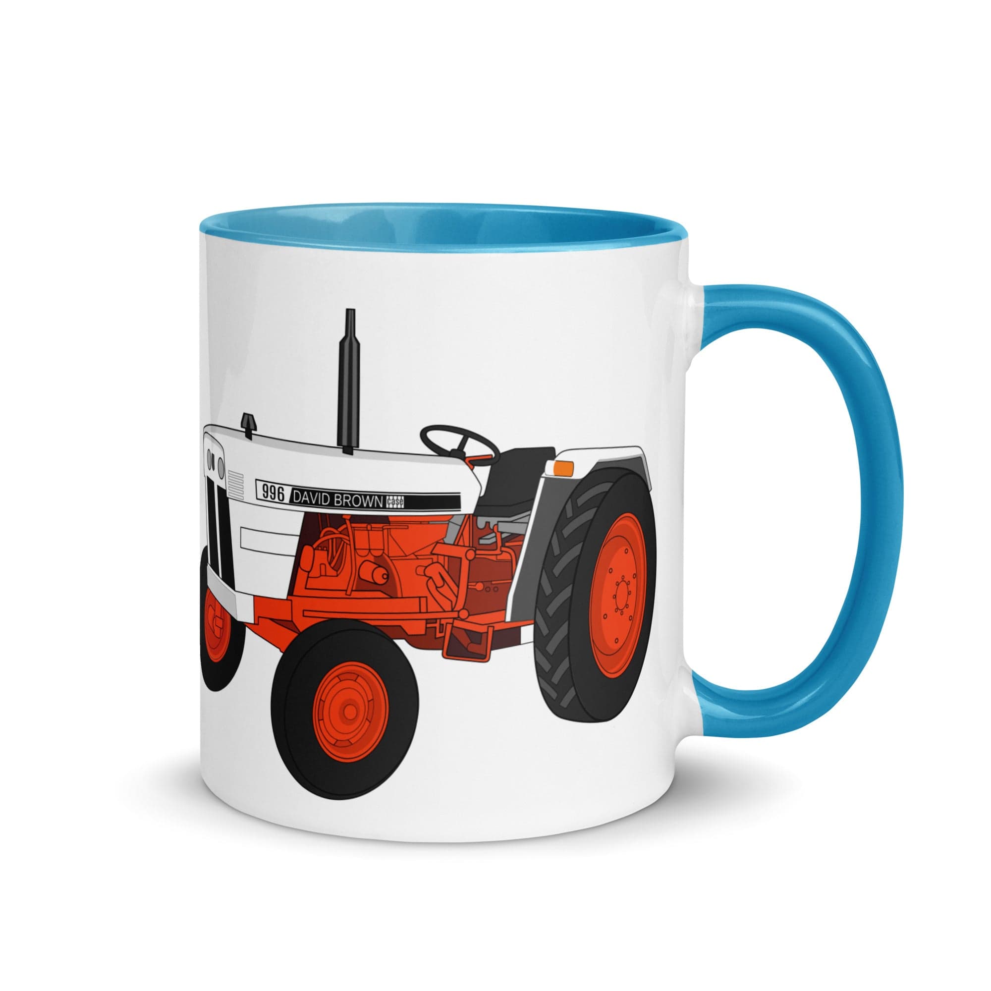 The Tractors Mugs Store Blue Case David Brown 996 (1974) Mug with Color Inside Quality Farmers Merch