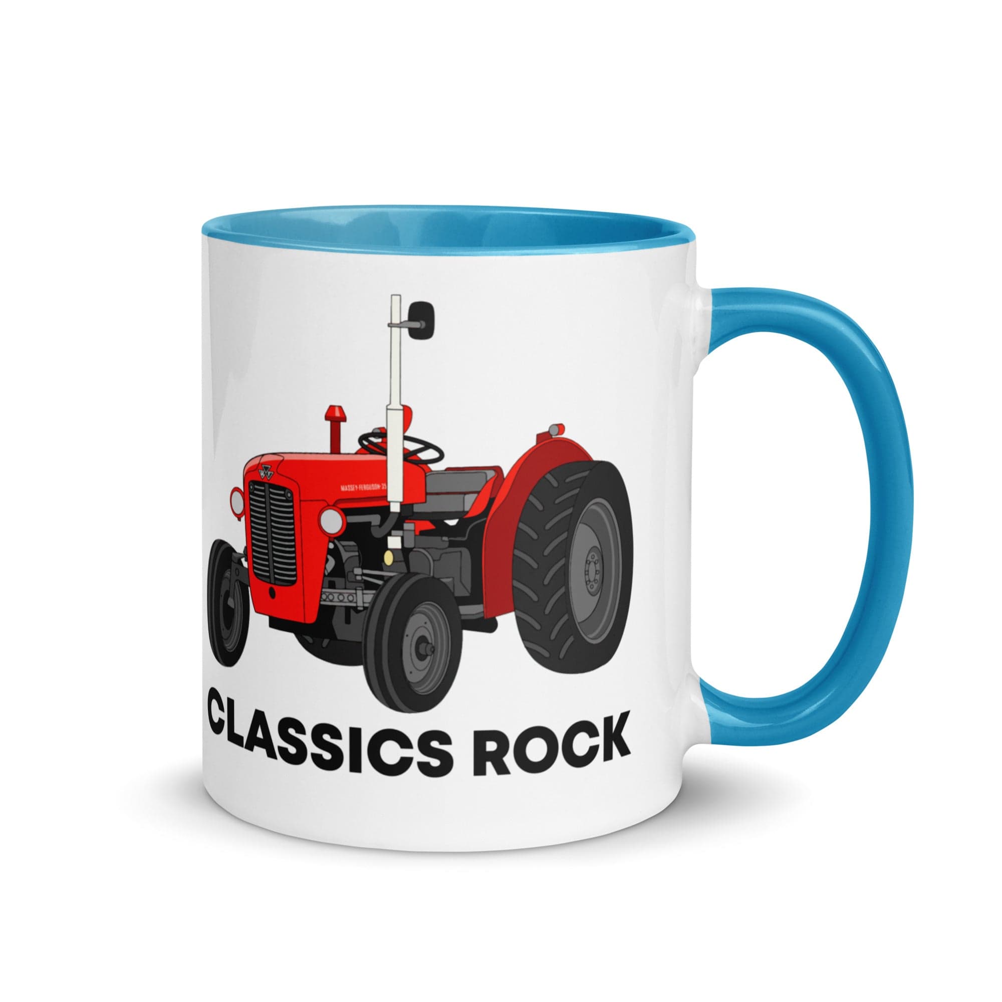 The Tractors Mugs Store Blue Classic Rock Massey Ferguson 35X Mug with Color Inside Quality Farmers Merch