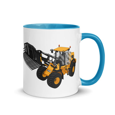 The Tractors Mugs Store Blue JCB 435 S Farm Master Mug with Color Inside Quality Farmers Merch