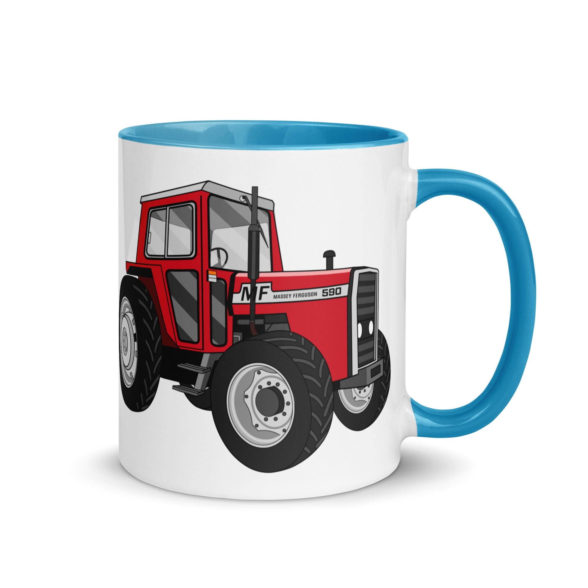 The Tractors Mugs Store Blue Massey 590 4WD Mug with Color Inside Quality Farmers Merch