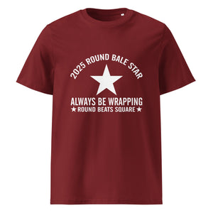 The Tractors Mugs Store Burgundy / S Round Bale Star Unisex organic cotton t-shirt Quality Farmers Merch