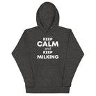 The Tractors Mugs Store Charcoal Heather / S KEEP CALM and KEEP MILKING Unisex Hoodie Quality Farmers Merch