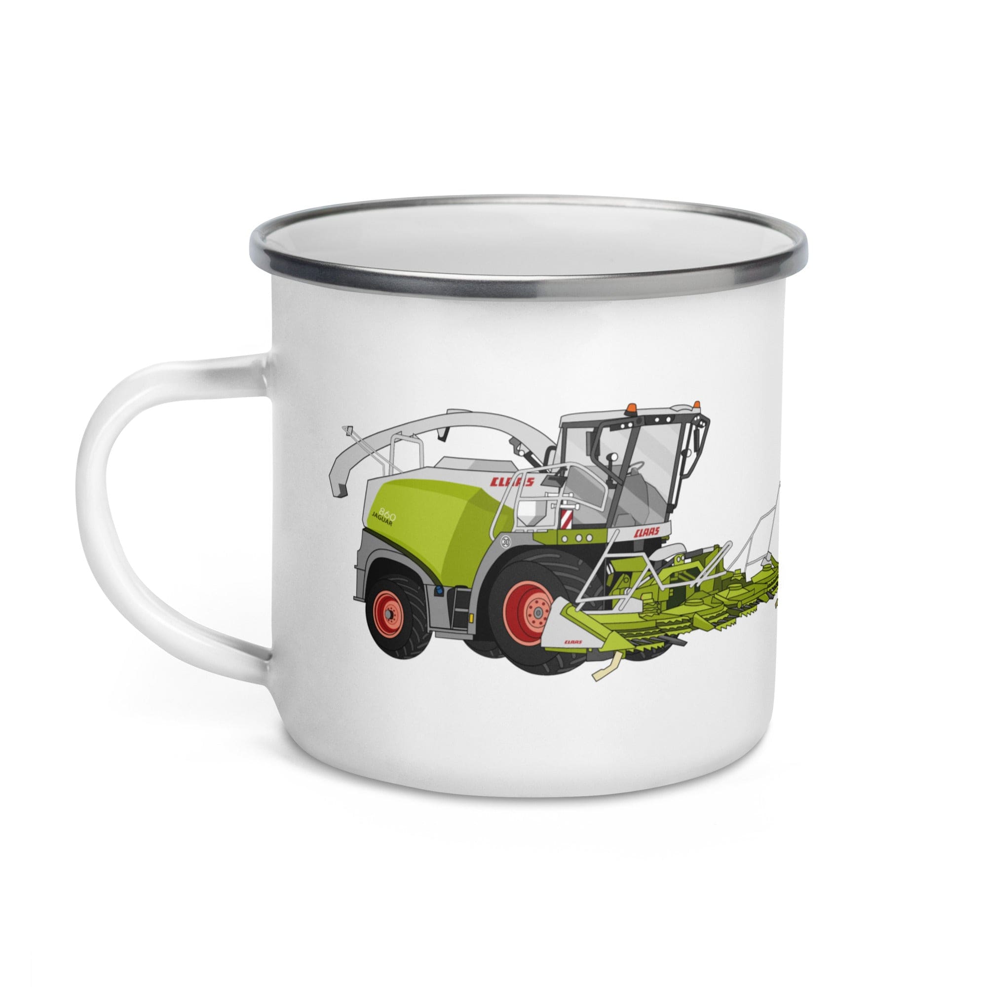 The Tractors Mugs Store Class Jaguar 860 Forage Harvester Enamel Mug Quality Farmers Merch