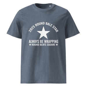 The Tractors Mugs Store Dark Heather Blue / S Round Bale Star Unisex organic cotton t-shirt Quality Farmers Merch