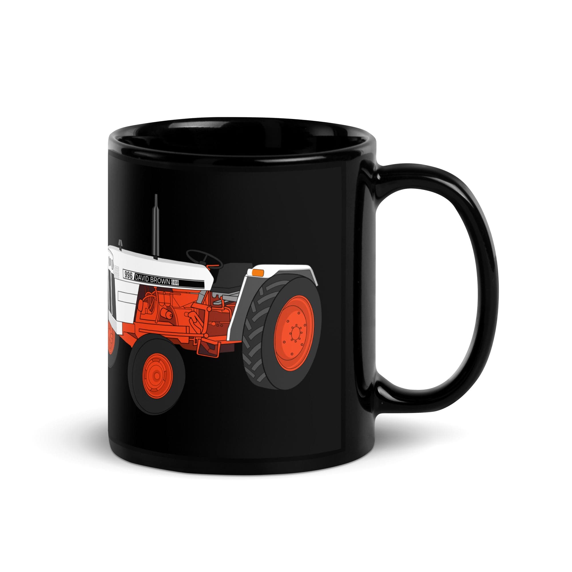 The Tractors Mugs Store David Brown 996 Black Glossy Mug Quality Farmers Merch