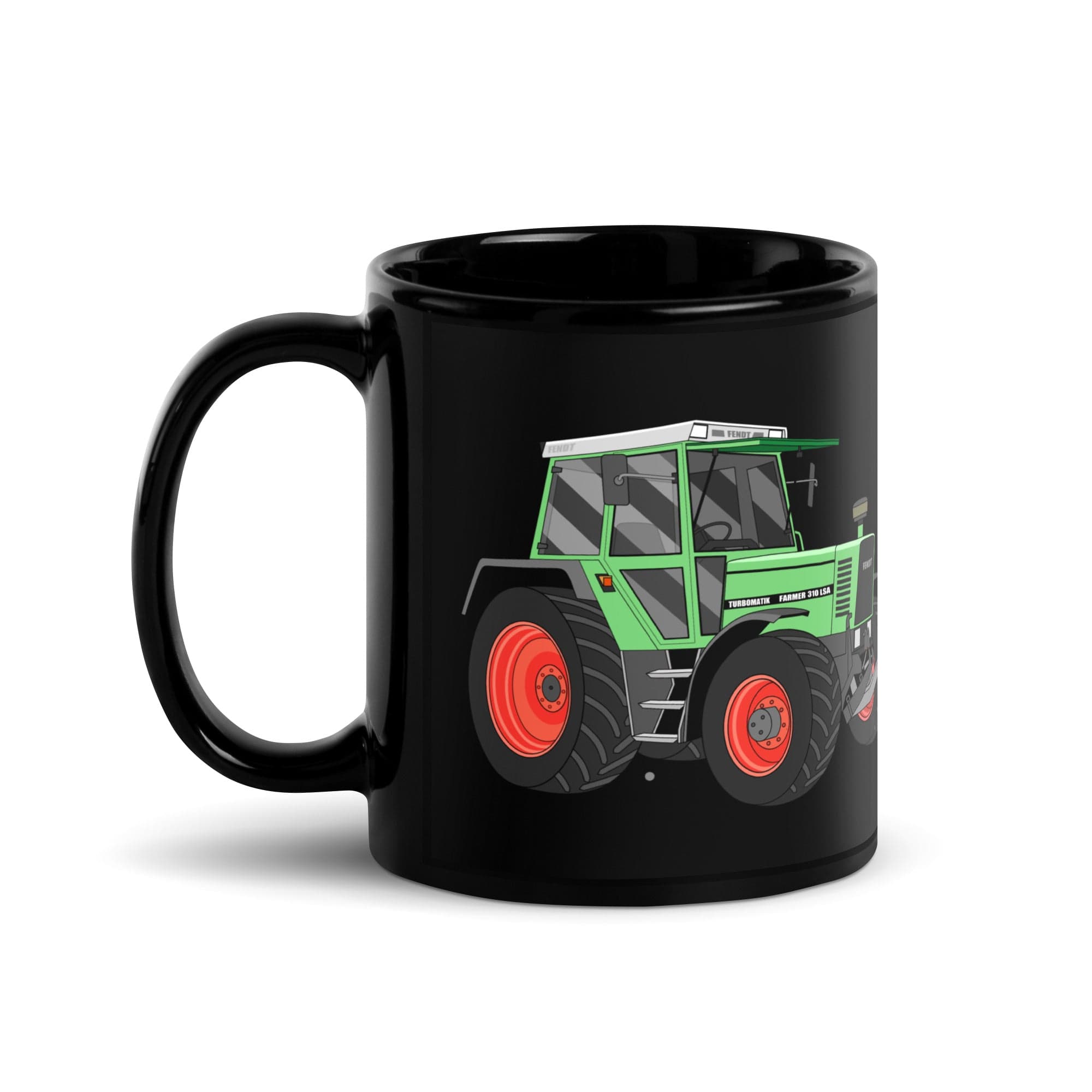 The Tractors Mugs Store Fendt 310 LSA Black Glossy Mug Quality Farmers Merch