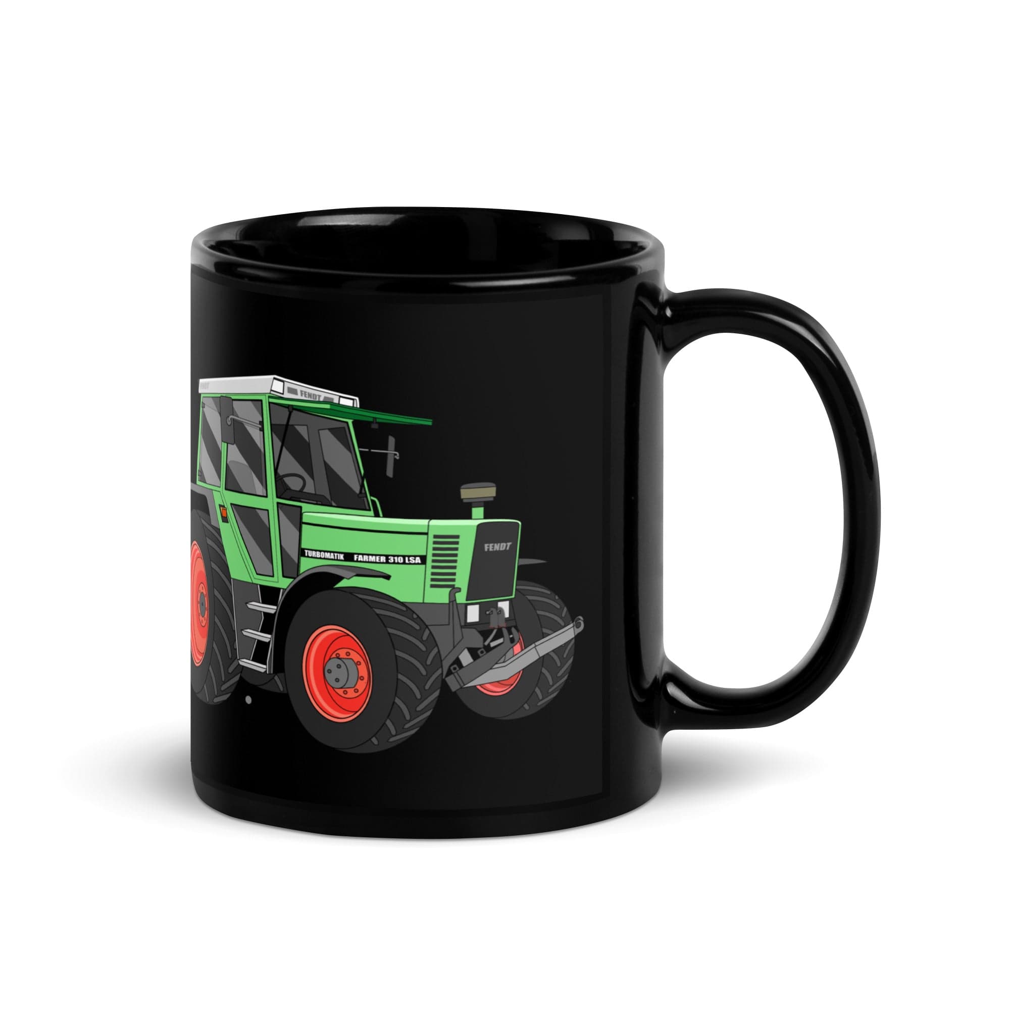 The Tractors Mugs Store Fendt 310 LSA Black Glossy Mug Quality Farmers Merch