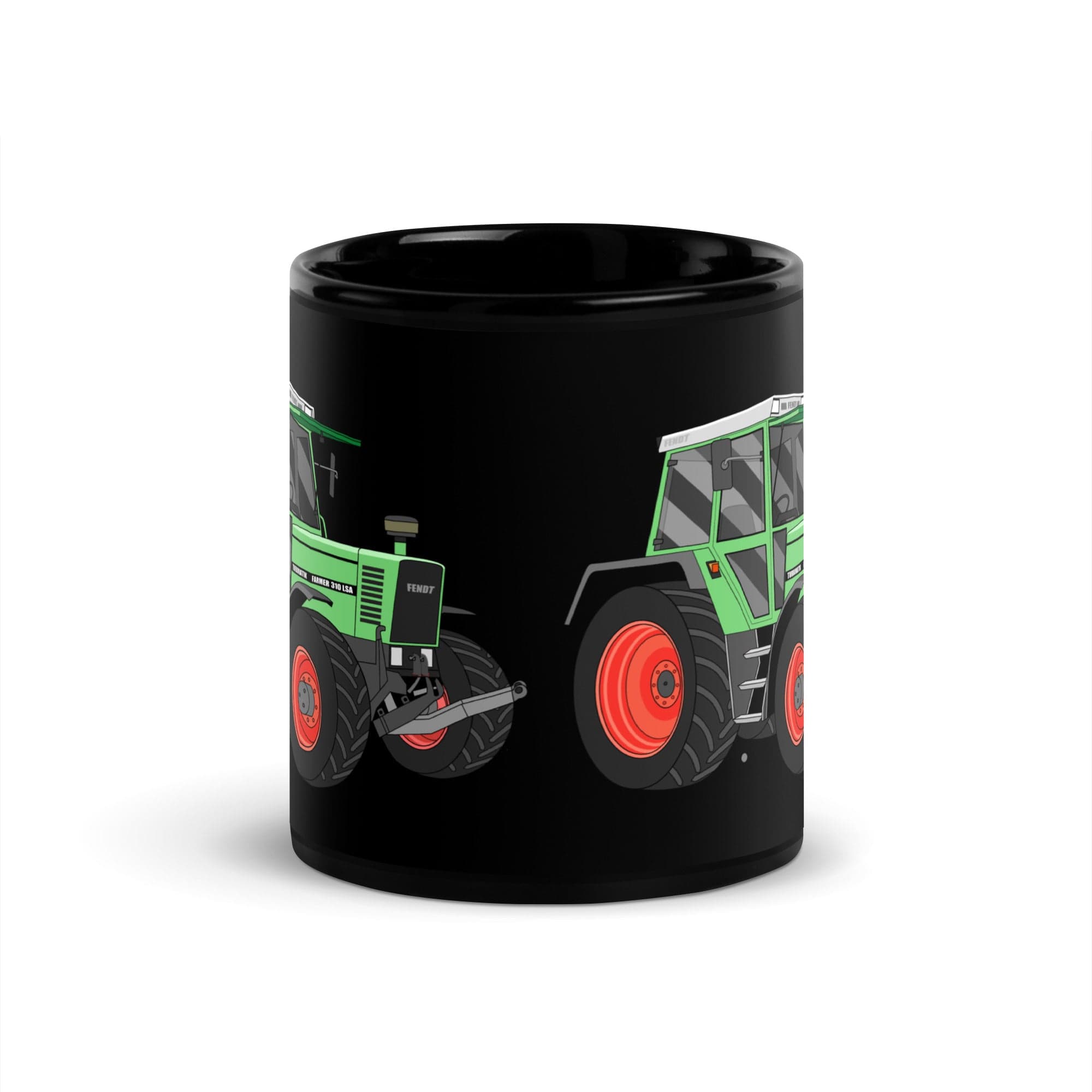 The Tractors Mugs Store Fendt 310 LSA Black Glossy Mug Quality Farmers Merch