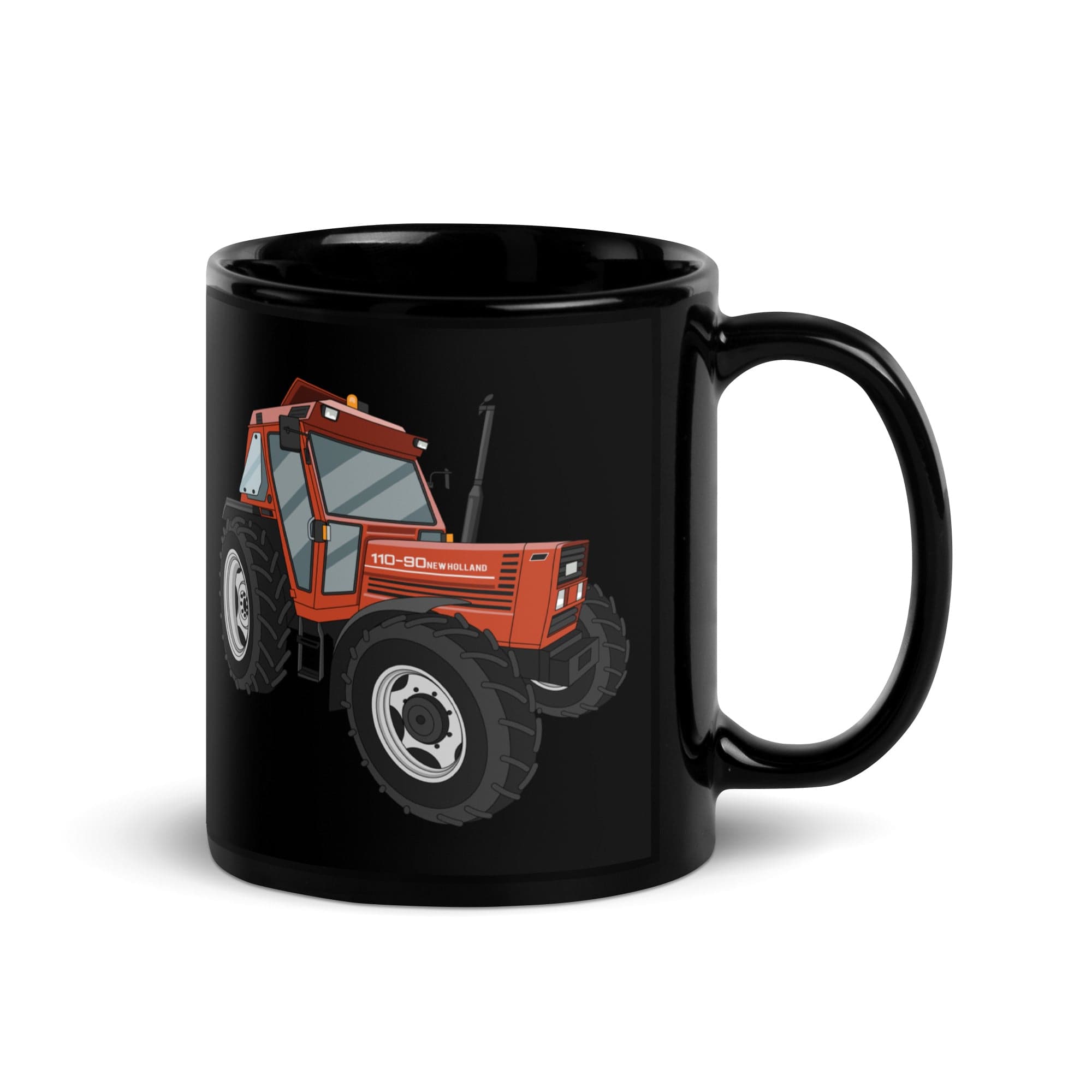 The Tractors Mugs Store FIAT 110-90 Black Glossy Mug Quality Farmers Merch