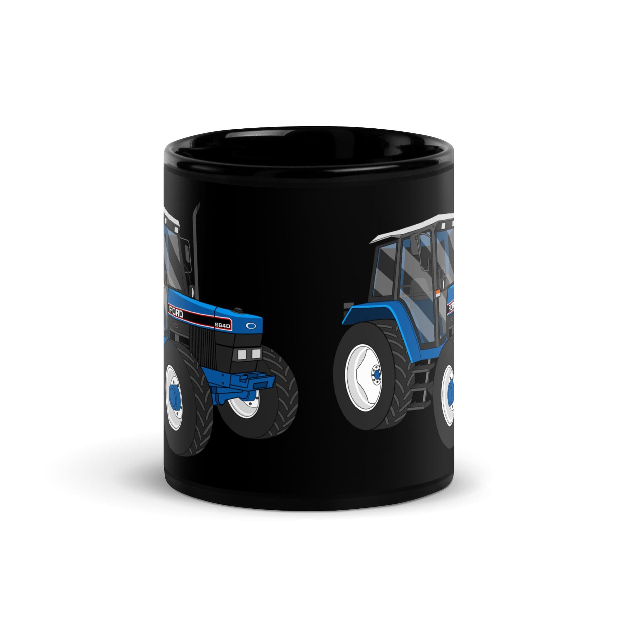 The Tractors Mugs Store Ford 6640 SE 4WD | Black Glossy Mug Quality Farmers Merch