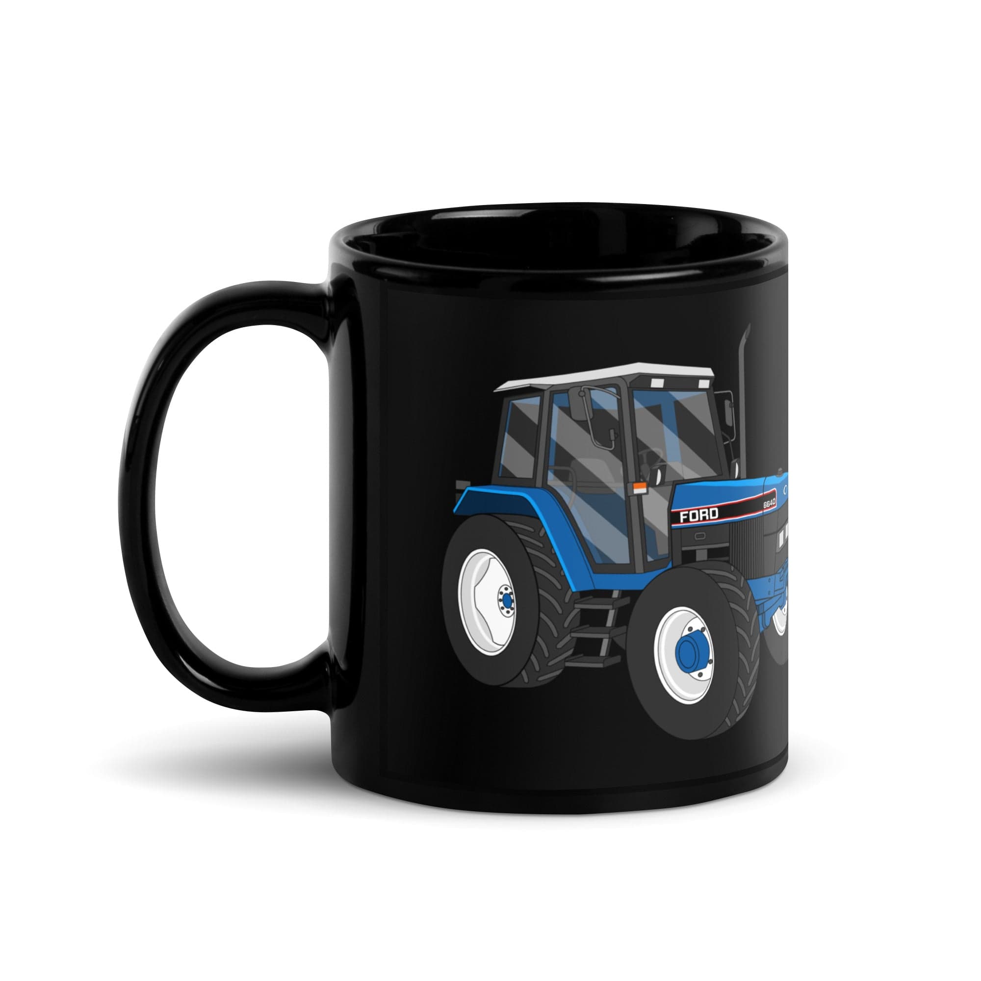 The Tractors Mugs Store Ford 6640 SE 4WD | Black Glossy Mug Quality Farmers Merch