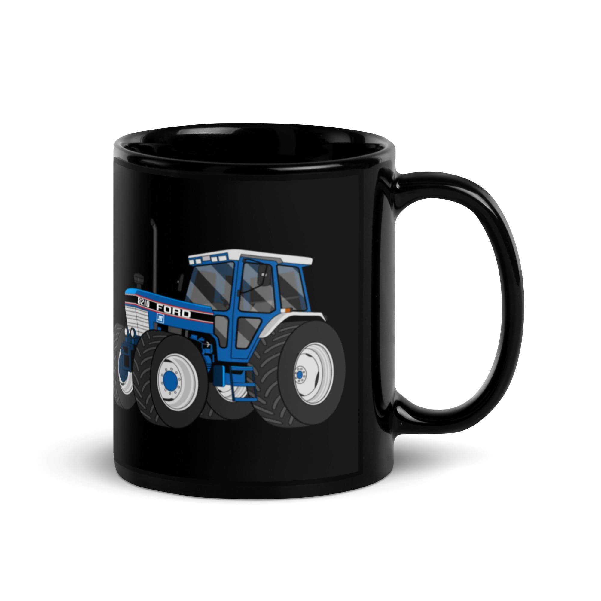 The Tractors Mugs Store Ford 8210 4WD  Black Glossy Mug Quality Farmers Merch