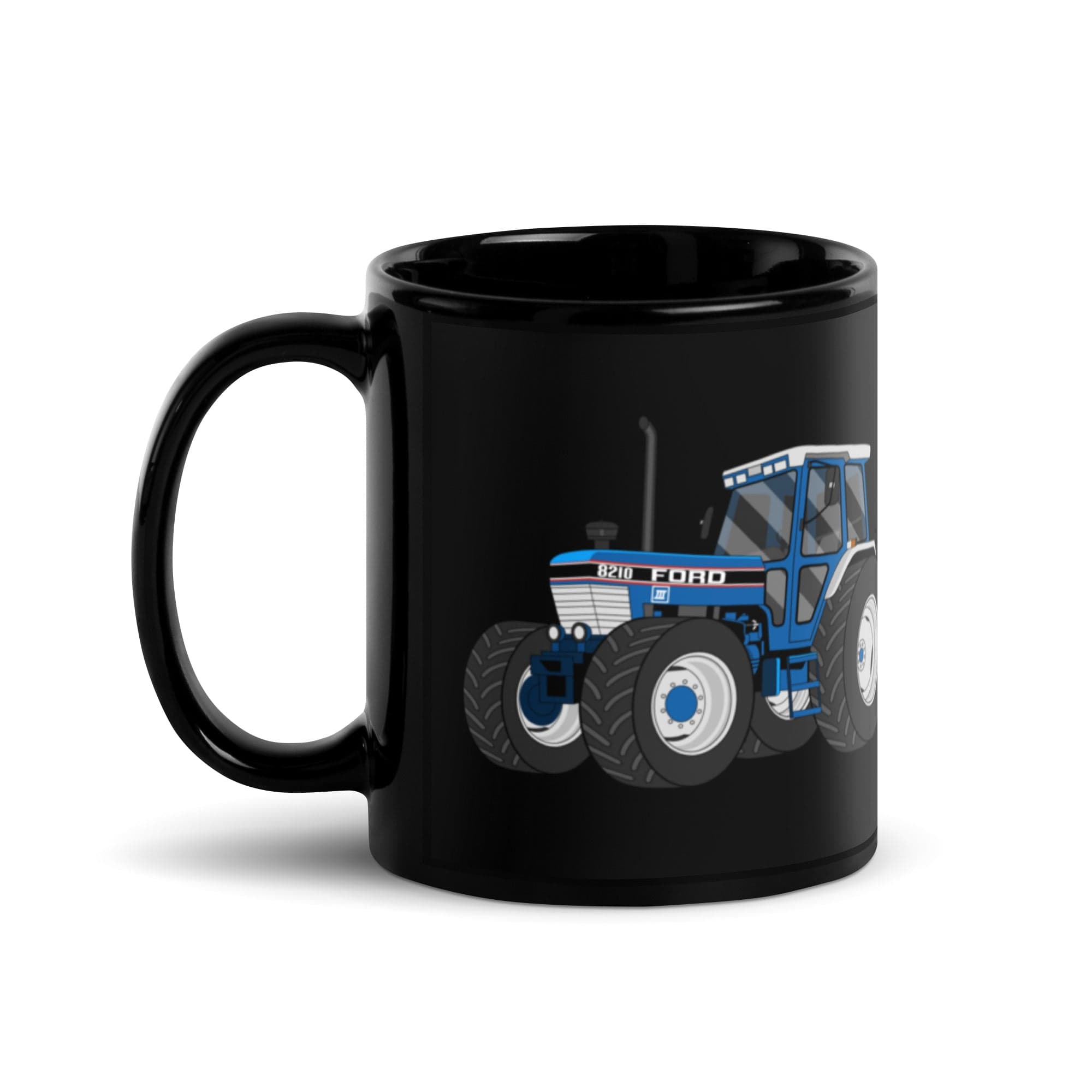 The Tractors Mugs Store Ford 8210 4WD  Black Glossy Mug Quality Farmers Merch