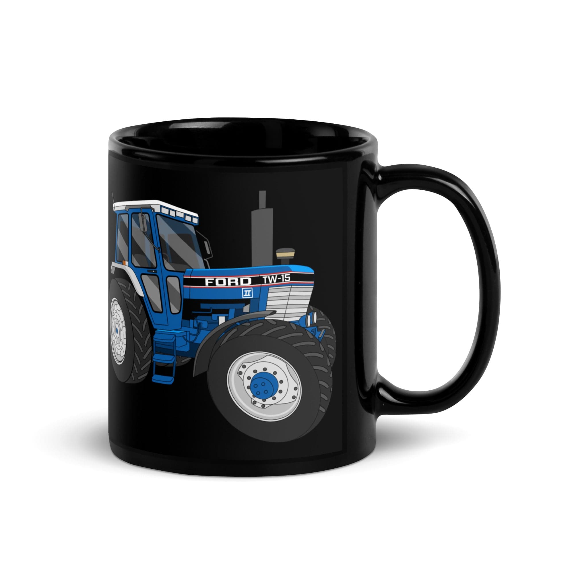 The Tractors Mugs Store Ford TW 15 | Black Glossy Mug Quality Farmers Merch