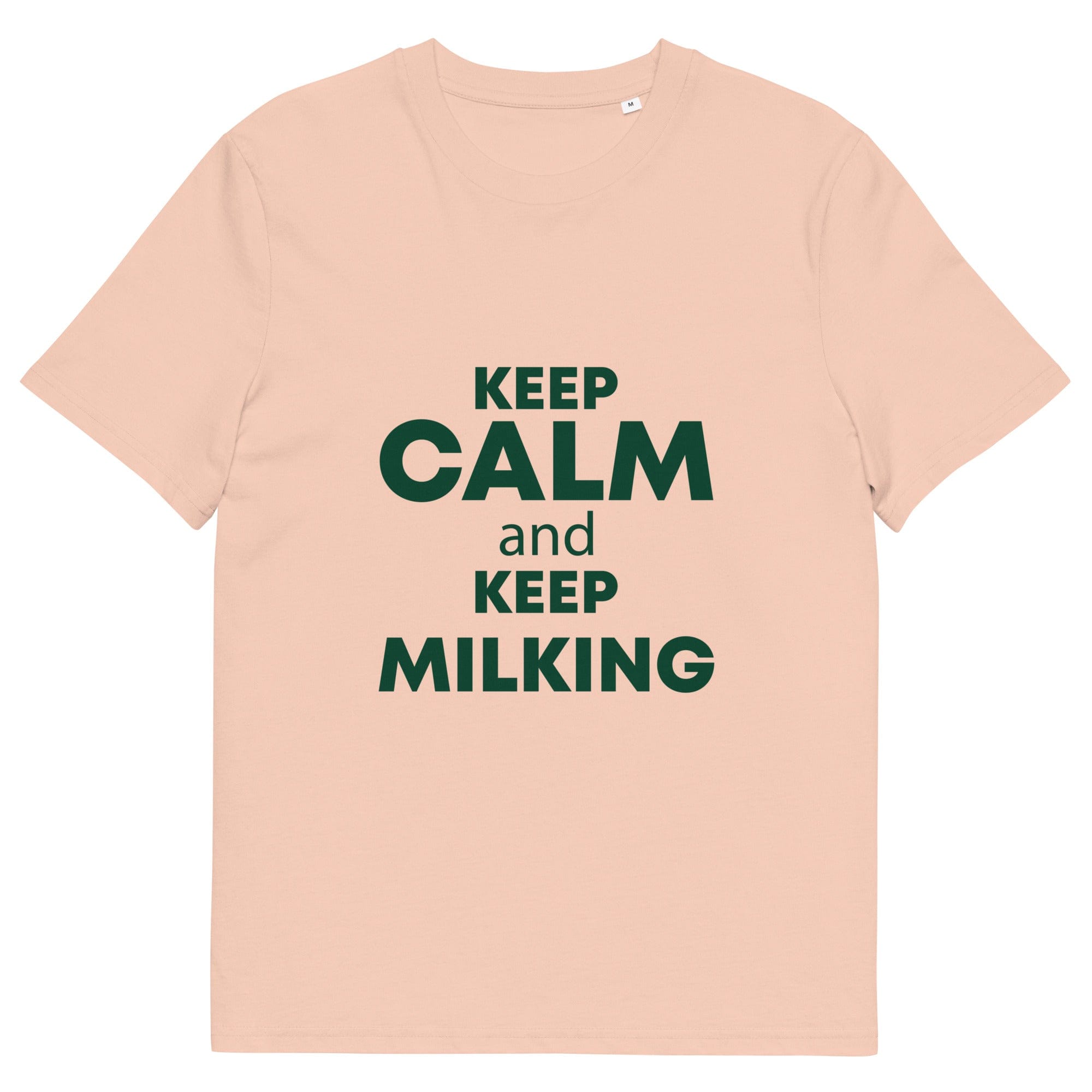 The Tractors Mugs Store Fraiche Peche / S KEEP CALM and KEEP MILKING Unisex organic cotton t-shirt Quality Farmers Merch