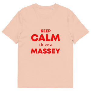 The Tractors Mugs Store Fraiche Peche / S KEEP CALM drive a MASSEY Unisex organic cotton t-shirt Quality Farmers Merch