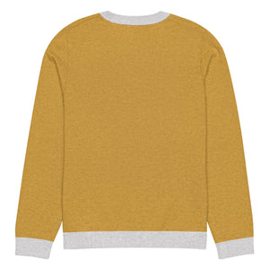 The Tractors Mugs Store Happy Farmer (Yellow) Knitted crew neck sweater Quality Farmers Merch