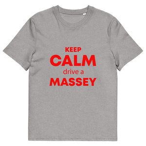 The Tractors Mugs Store Heather Grey / S KEEP CALM drive a MASSEY Unisex organic cotton t-shirt Quality Farmers Merch
