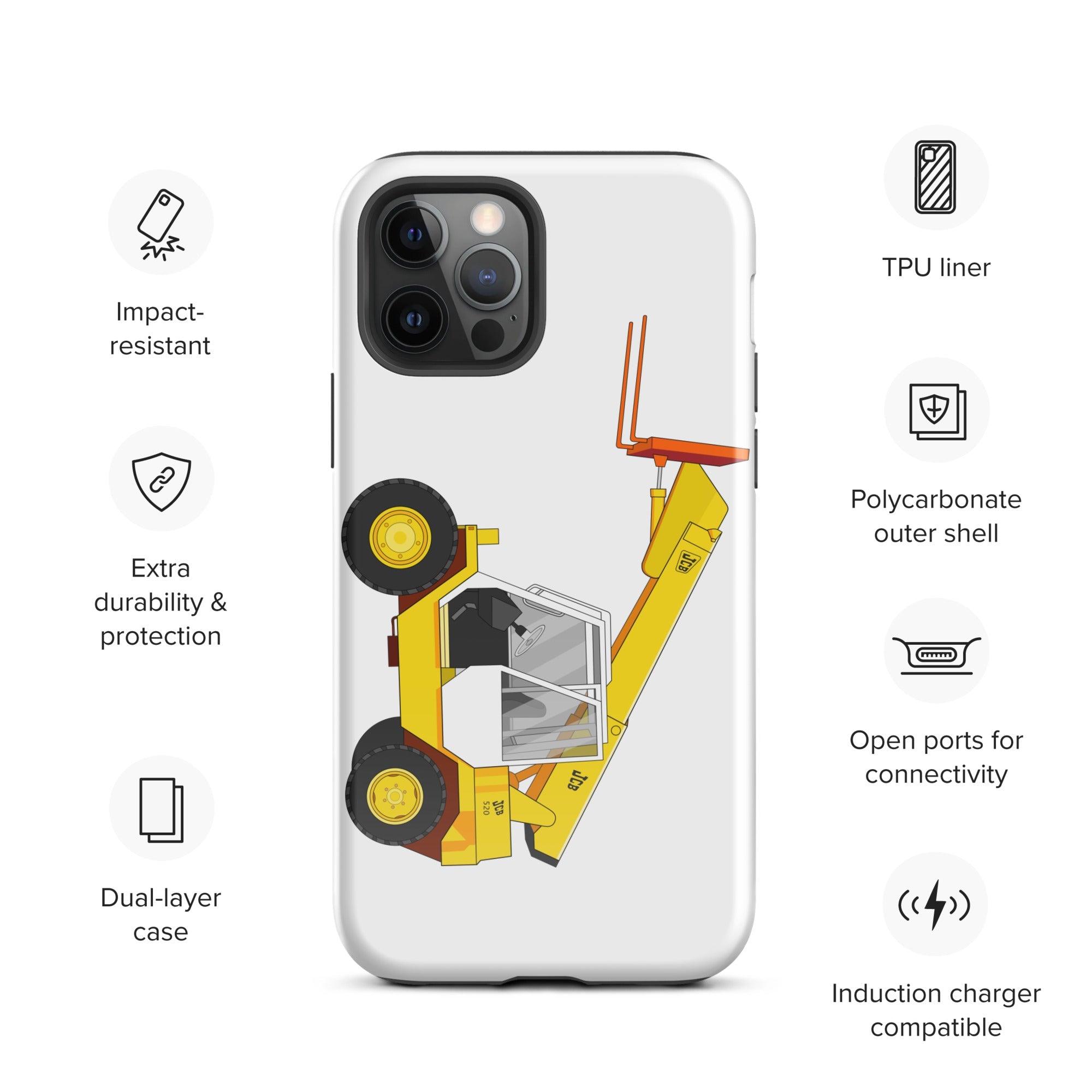 The Tractors Mugs Store iPhone 12 Pro JCB  Loadall 520 Tough Case for iPhone® Quality Farmers Merch