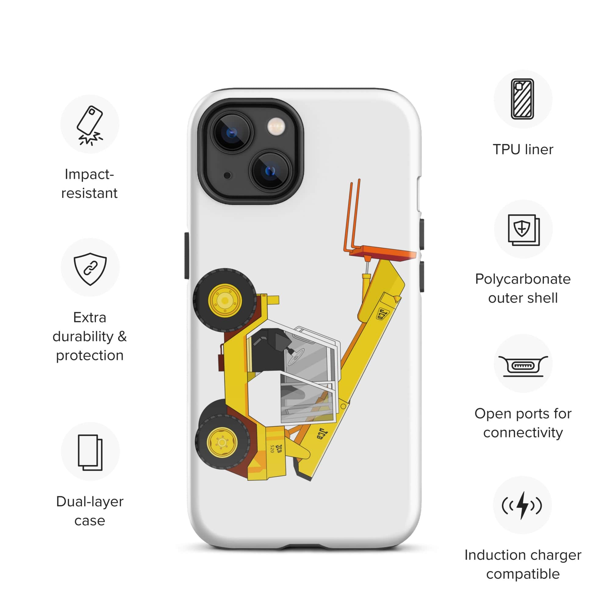 The Tractors Mugs Store iPhone 13 JCB  Loadall 520 Tough Case for iPhone® Quality Farmers Merch