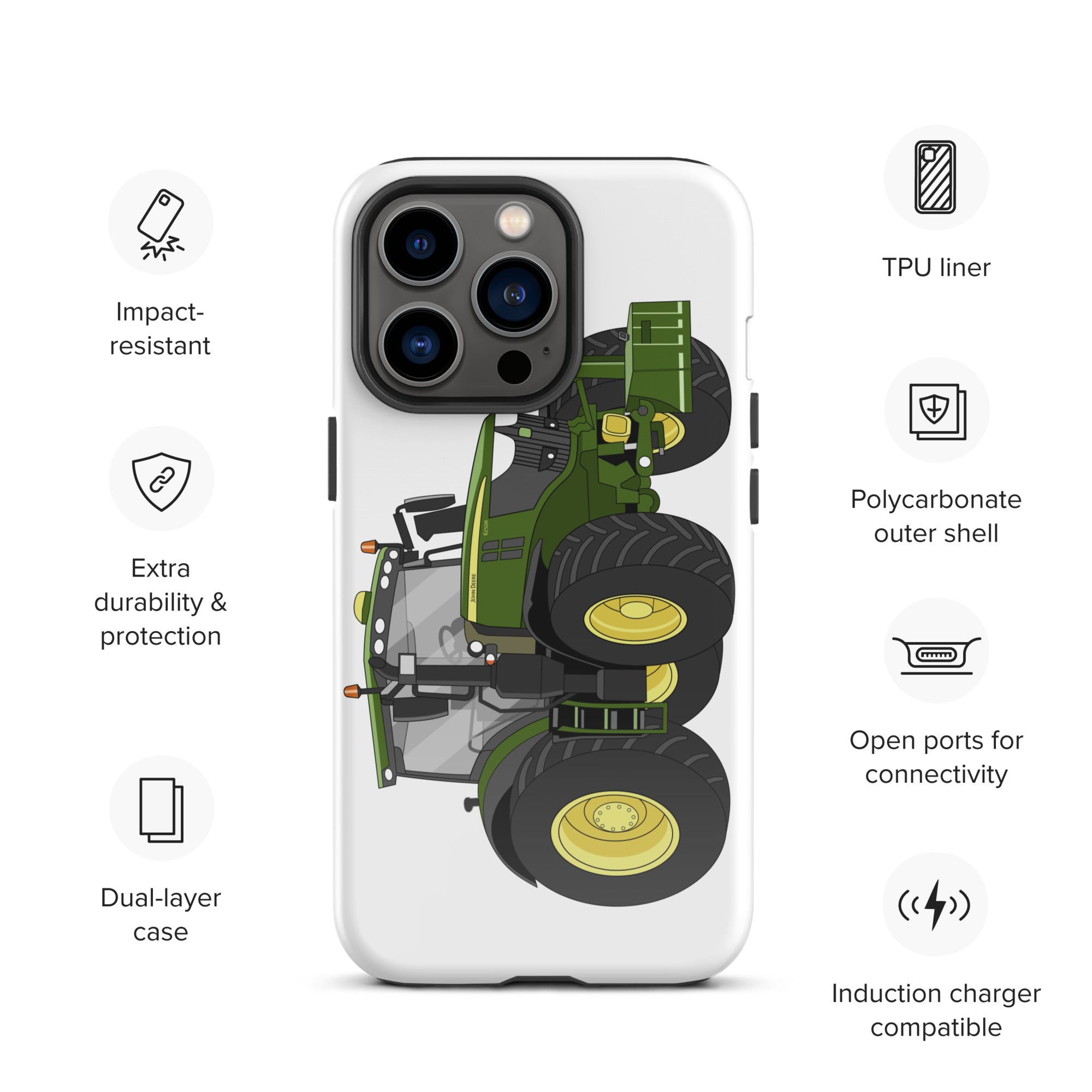 The Tractors Mugs Store iPhone 13 Pro John Deere 6250R Tough Case for iPhone® Quality Farmers Merch