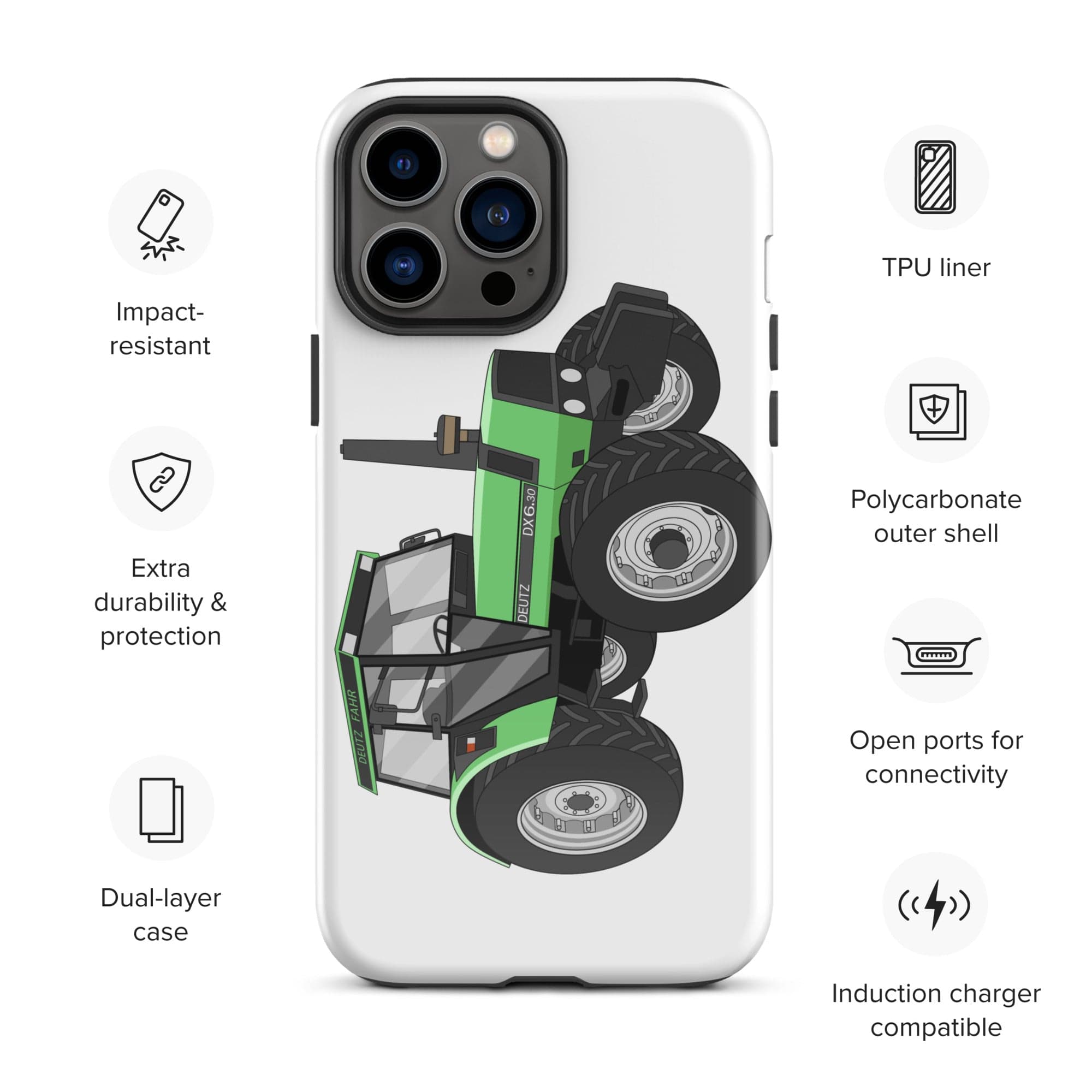 The Tractors Mugs Store iPhone 13 Pro Max Deutz Fahr DX 6.30 Tough Case for iPhone® Quality Farmers Merch