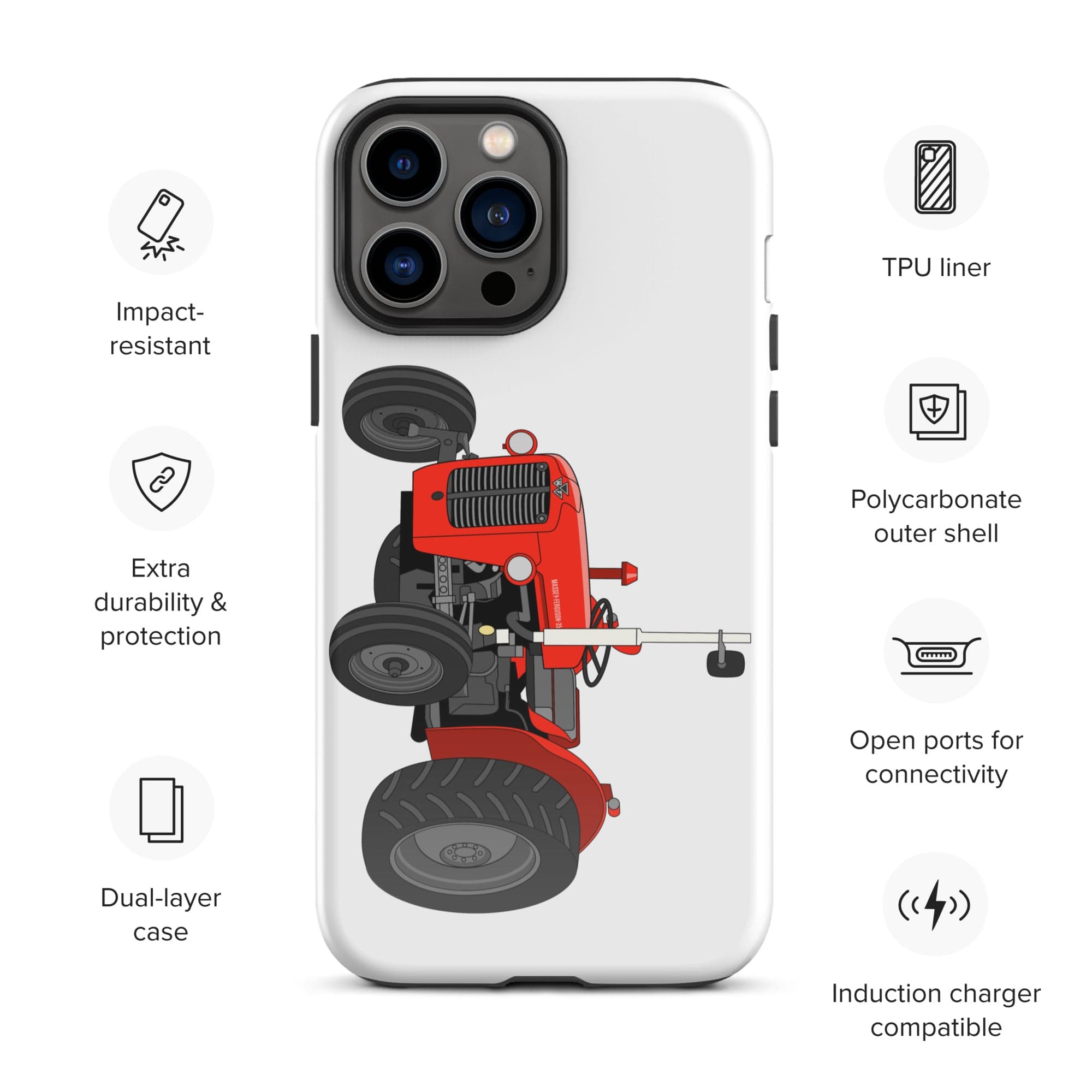 The Tractors Mugs Store iPhone 13 Pro Max Massey Ferguson 35X Tough Case for iPhone® Quality Farmers Merch