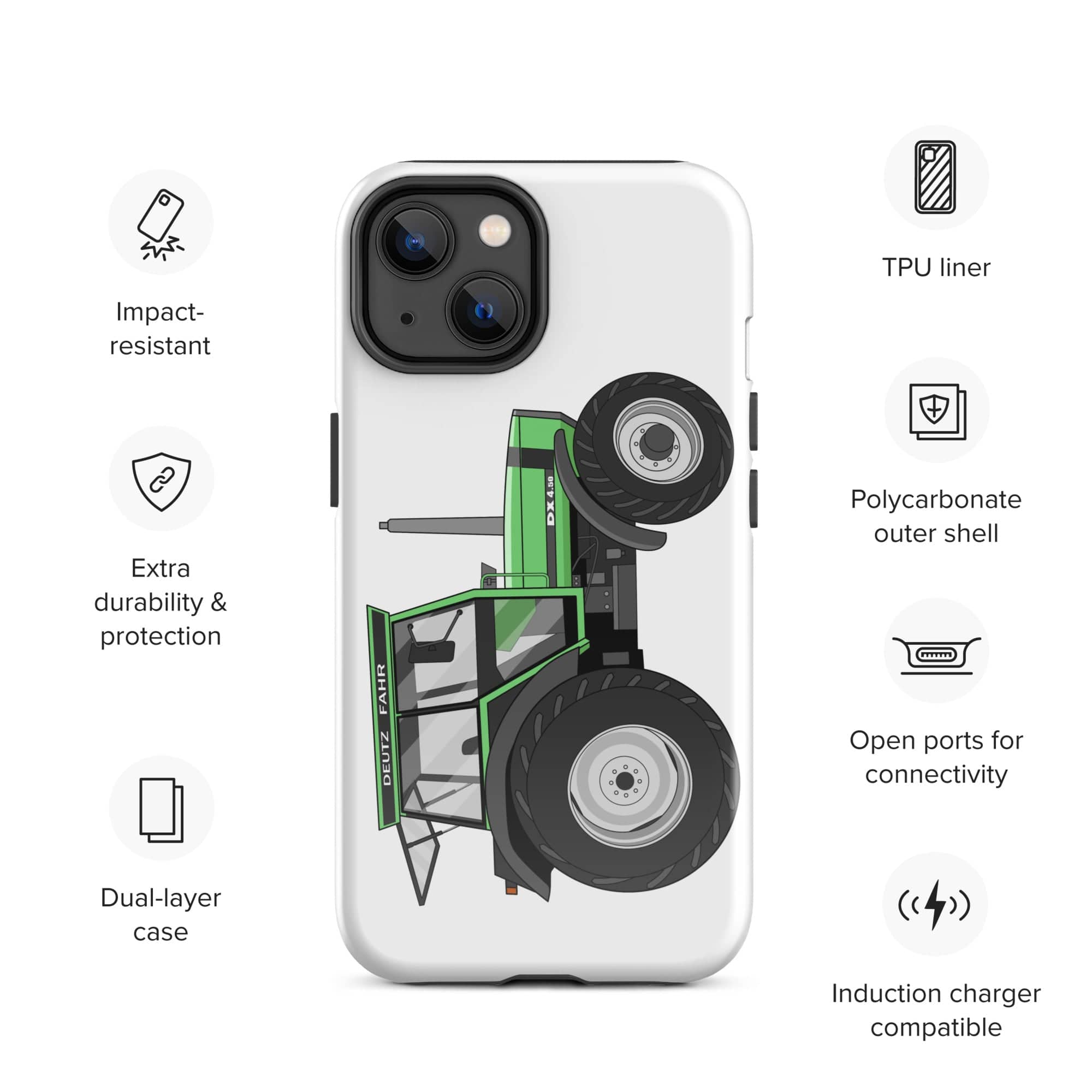 The Tractors Mugs Store iPhone 14 Deutz Fahr DX 4.50 Tough Case for iPhone® Quality Farmers Merch