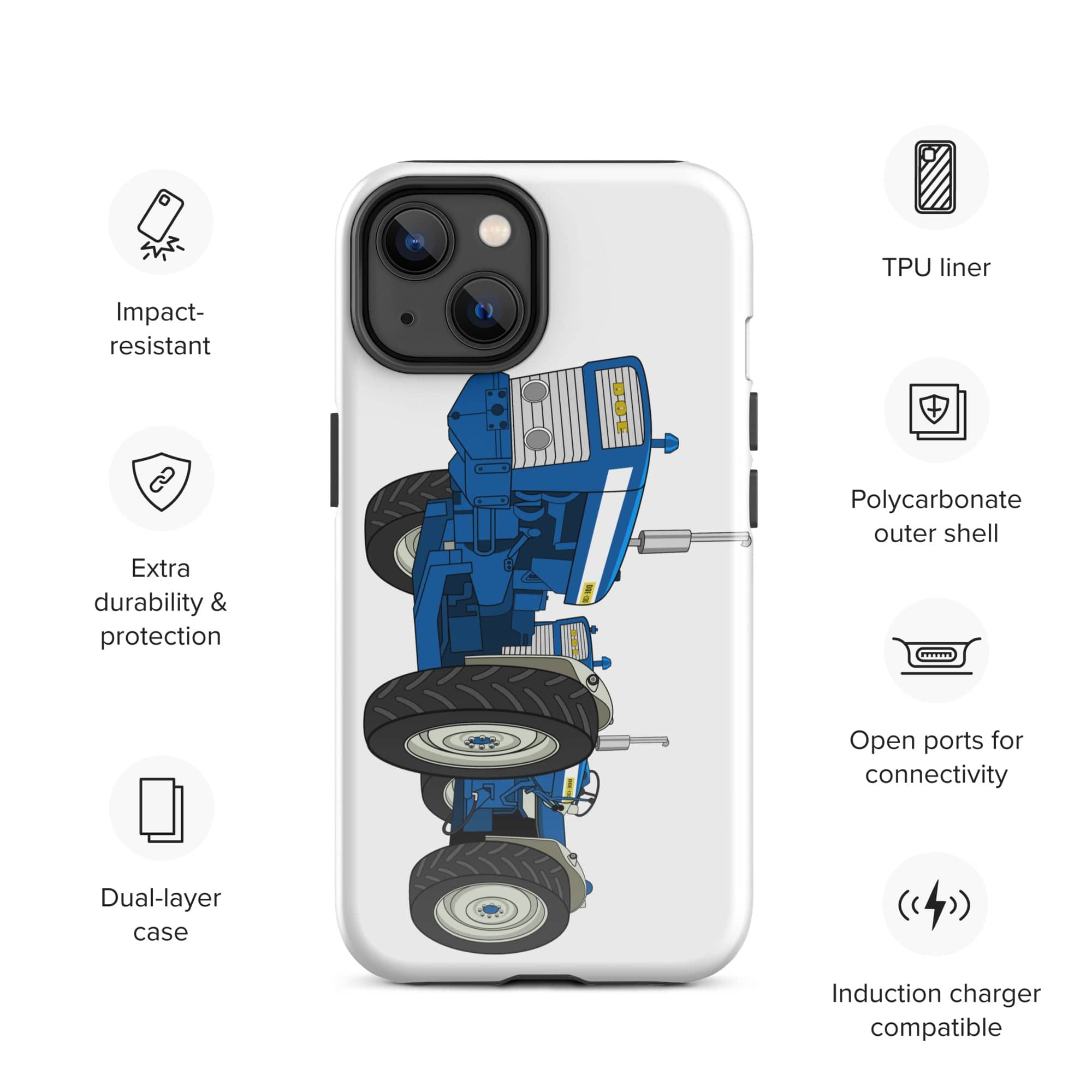 The Tractors Mugs Store iPhone 14 DOE Dual Drive 130 Tough Case for iPhone® Quality Farmers Merch