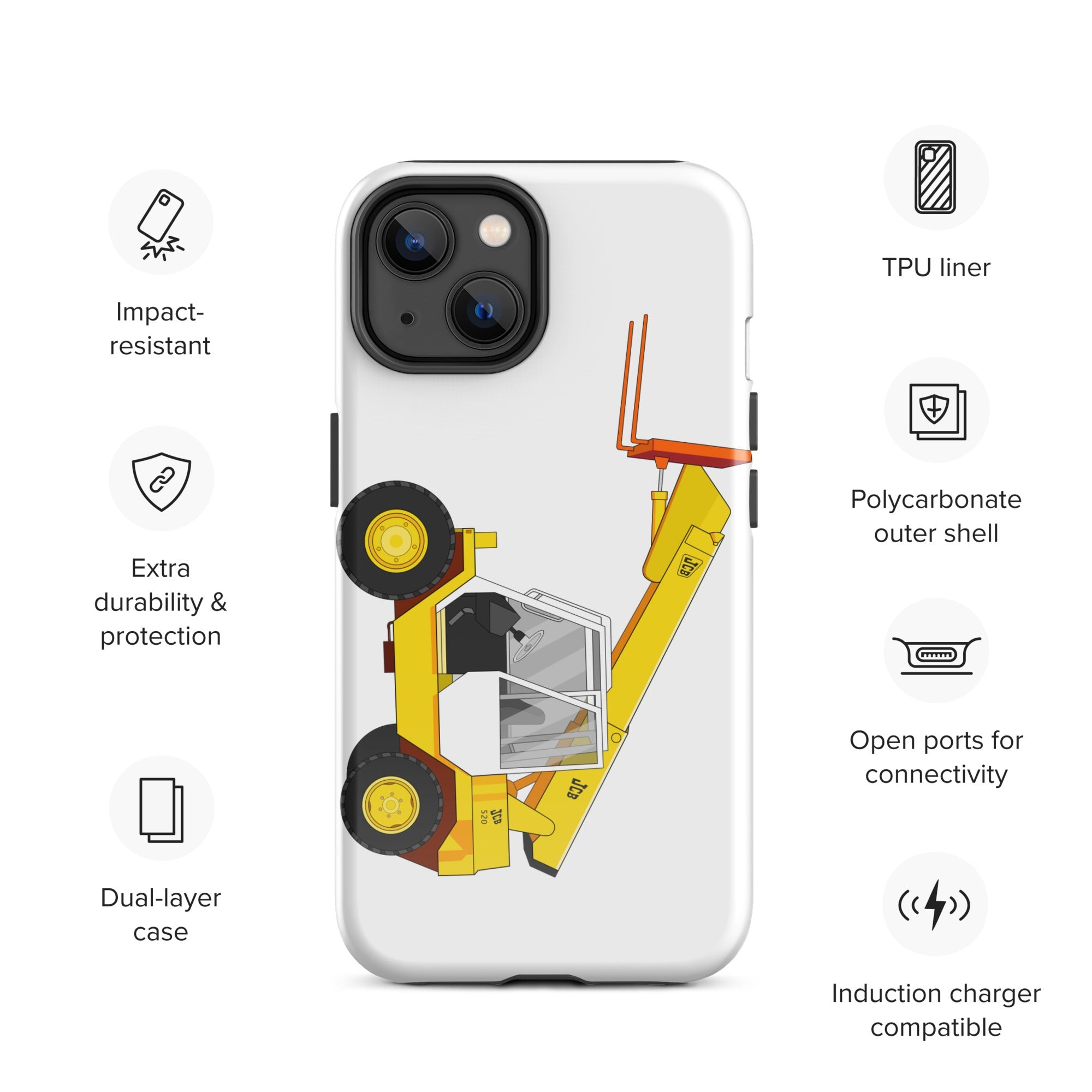 The Tractors Mugs Store iPhone 14 JCB  Loadall 520 Tough Case for iPhone® Quality Farmers Merch