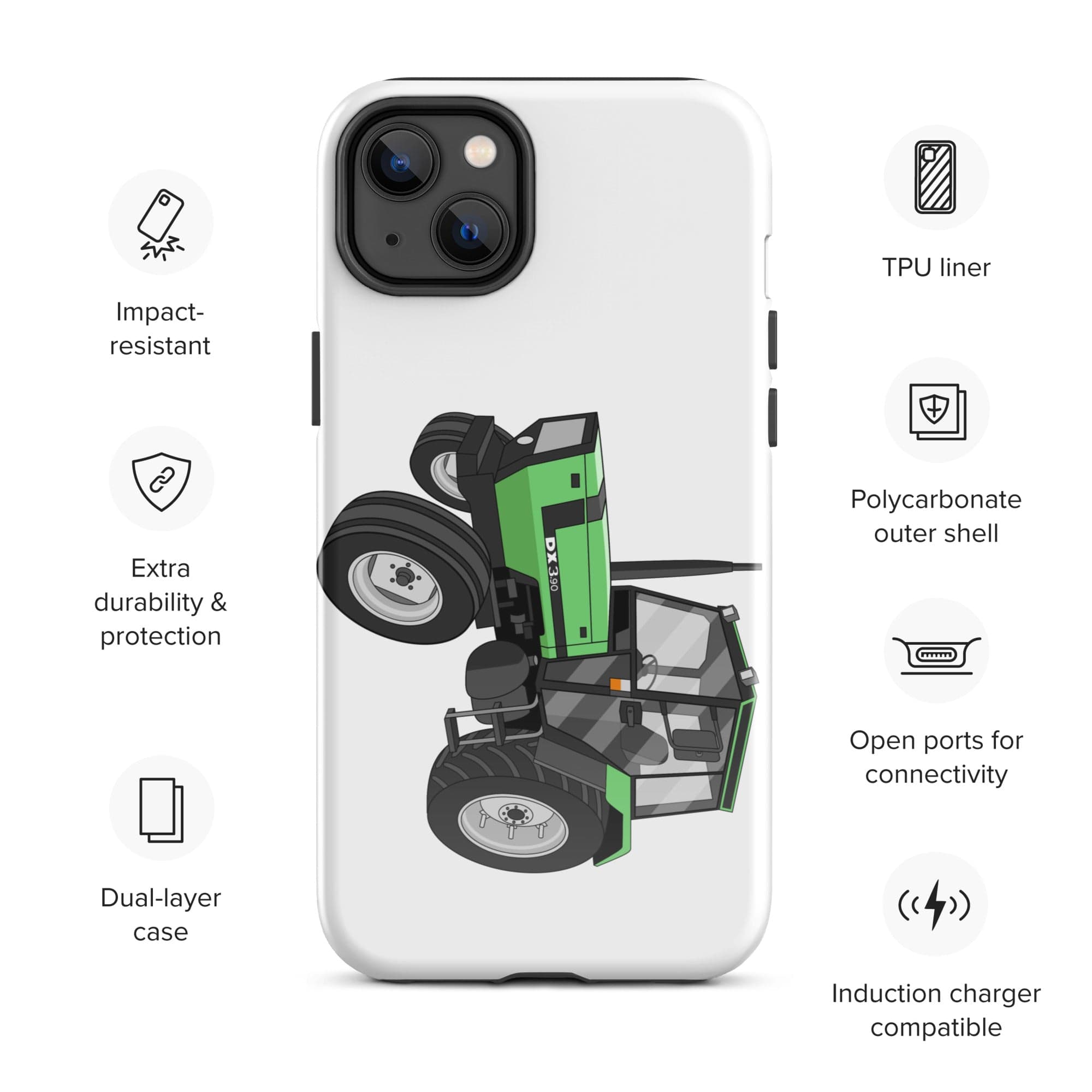 The Tractors Mugs Store iPhone 14 Plus Deutz Fahr DX 3.90 Tough Case for iPhone® Quality Farmers Merch