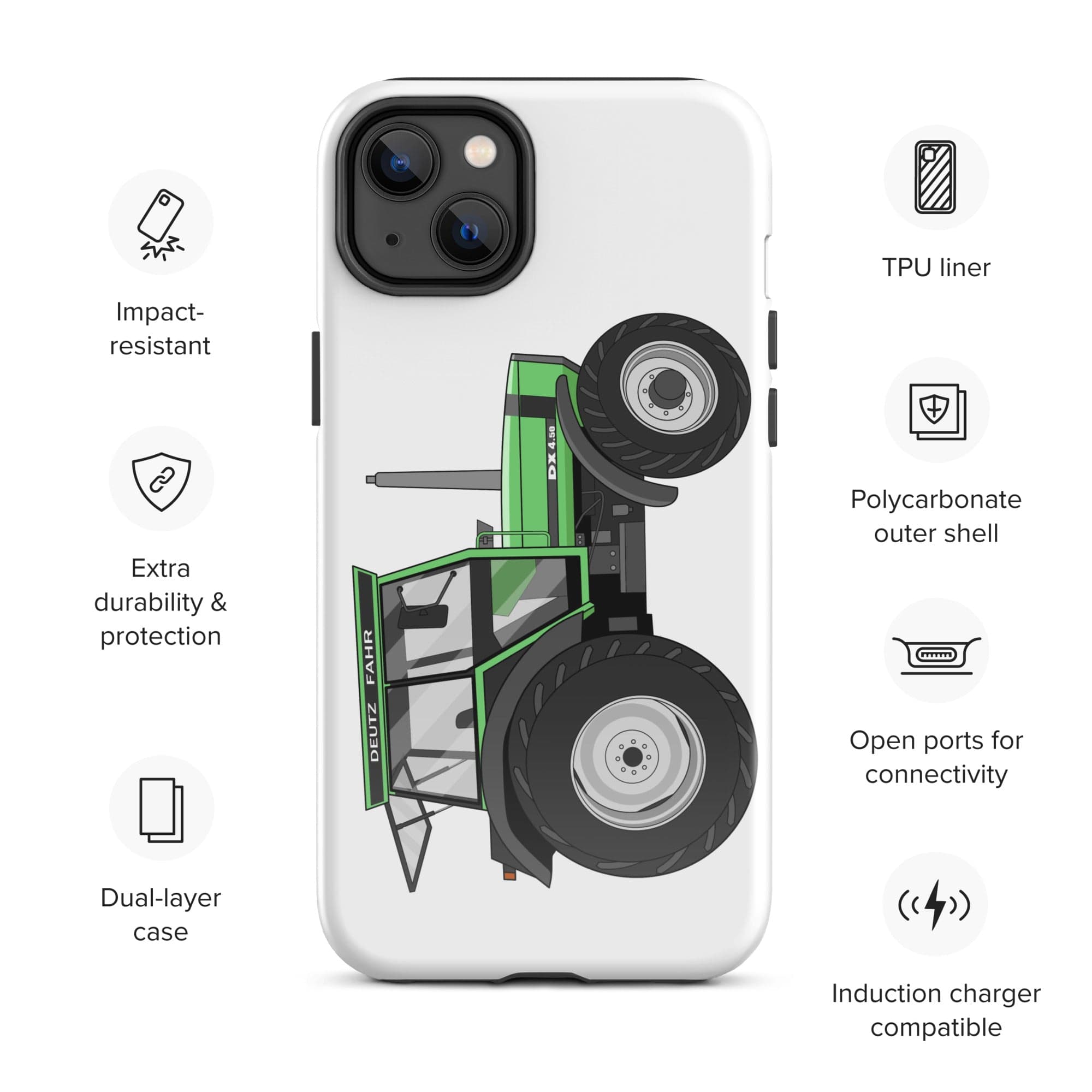 The Tractors Mugs Store iPhone 14 Plus Deutz Fahr DX 4.50 Tough Case for iPhone® Quality Farmers Merch