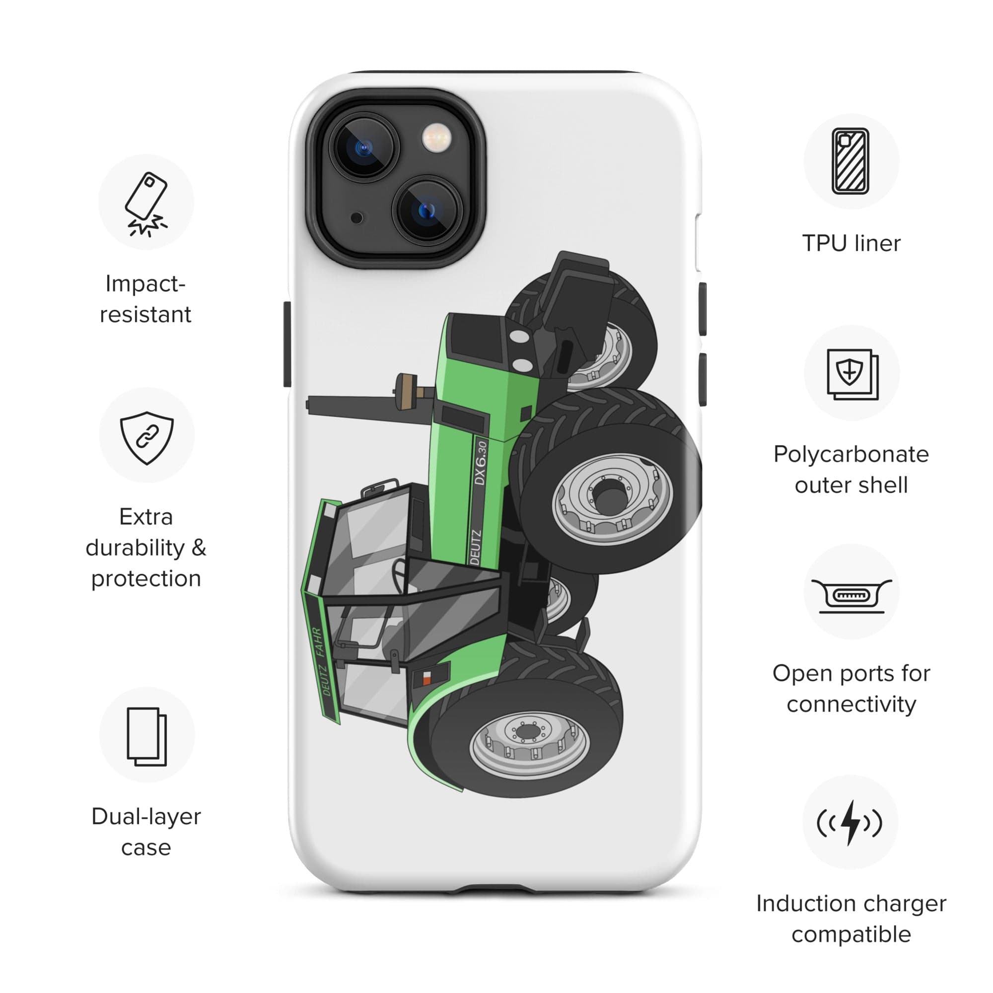 The Tractors Mugs Store iPhone 14 Plus Deutz Fahr DX 6.30 Tough Case for iPhone® Quality Farmers Merch