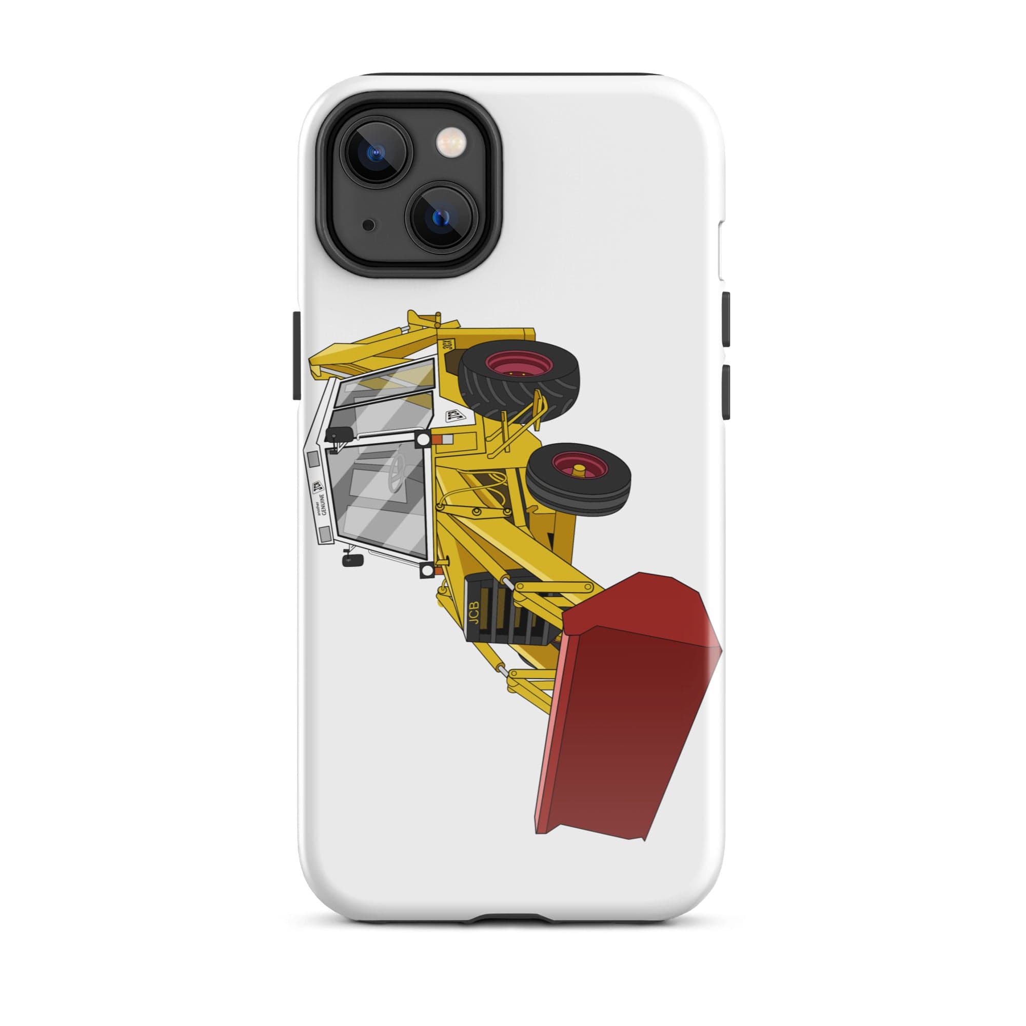 The Tractors Mugs Store iPhone 14 Plus JCB 3CX White Cabin 2WD Tough Case for iPhone® Quality Farmers Merch